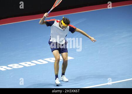 SANKT PETERSBURG, RUSSLAND - 30. OKTOBER: Taylor Fritz während der Saint Petersburg Open 2021 in der Sibur Arena am 30. Oktober 2021 in Sankt Petersburg, Russland (Foto: Anatoliy Medved/Orange Picturs) Stockfoto