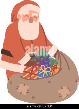 weihnachtsmann und riesige Tasche Stock Vektor
