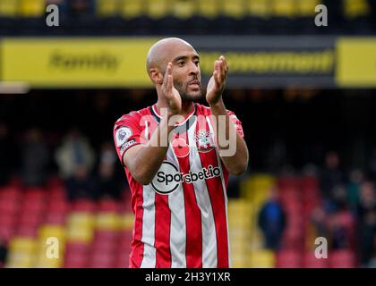 Watford, Großbritannien. Oktober 2021. Nathan Redmond #11 von Southampton in Watford, Vereinigtes Königreich am 10/31/2021. (Foto von Richard Washbrooke/News Images/Sipa USA) Quelle: SIPA USA/Alamy Live News Stockfoto