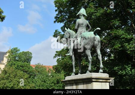 Reiterstatue von König Friedrich Wilhelm III. In Merseburg Stockfoto