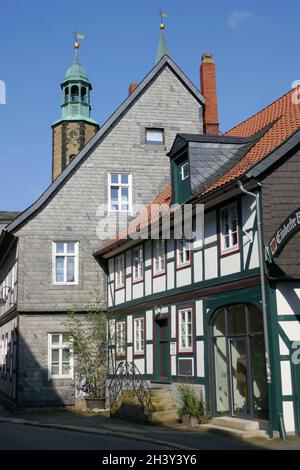 Historische Altstadt von Goslar mit Marktkirche Stockfoto