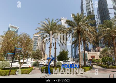 Dubai Marina Skyline Architecture Urlaub in den Vereinigten Arabischen Emiraten Stockfoto