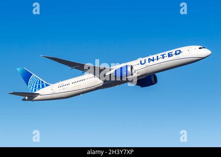 United Airlines Boeing 787-10 Dreamliner Aircraft Frankfurt Airport in Deutschland Stockfoto