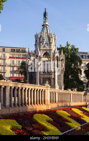 Brunswick Monument, Mausoleum im gotischen Stil von Karl II., Herzog von Braunschweig, Jardin des Alpes, Genf, Schweiz Stockfoto