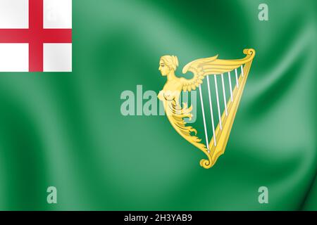 3D Green Harp Ensign of Ireland (1701). 3D-Illustration. Stockfoto