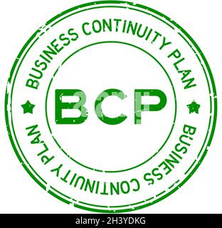 Grunge grün BCP (Abkürzung Business Continuity Plan) Wort rund Gummi Stempel auf weißem Hintergrund Stock Vektor