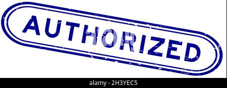 Grunge blau autorisierten Wort Gummi Stempel auf weißem Hintergrund Stock Vektor
