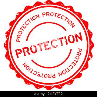 Grunge rot Schutz Wort runde Gummidichtung Stempel auf weißem Hintergrund Stock Vektor