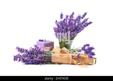 Hygiene mit hausgemachten Seifen Stockfoto