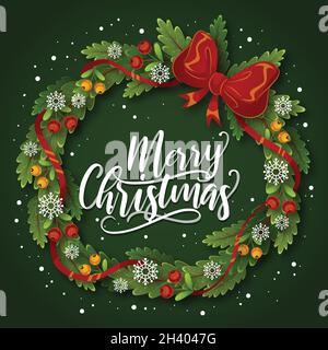 fröhliche weihnachten Schriftzug Vektor-Design Illustration Stock Vektor