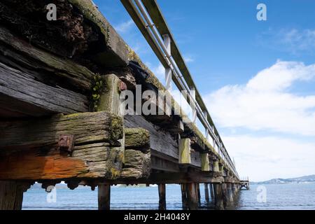 Petone Wharf, Hafen von Wellington, Nordinsel, Neuseeland Stockfoto