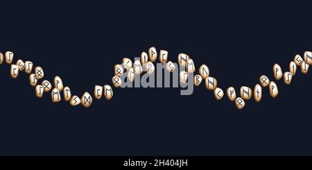 Runen haben ein nahtloses ethnisches Muster. Runenalphabet, Futhark. Alte nordische okkulte Symbole, schwarze wikinger Buchstaben geschnitzt in Stein, Rune Schrift. Desig Stock Vektor