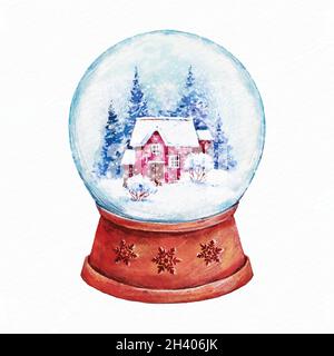 Aquarell weihnachten Schneeball Globus Vektor Design Illustration Stock Vektor