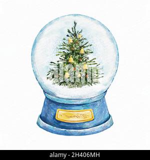 Aquarell weihnachten Schneeball Globus Vektor Design Illustration Stock Vektor