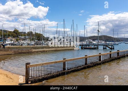 Bayview Bäder und historischen Kai, Bayview ist ein Vorort von Sydney in der nördlichen Strandregion, NSW, Australien Stockfoto