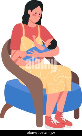 Mutter mit Baby semi flach Farbe Vektor-Charakter Stock Vektor
