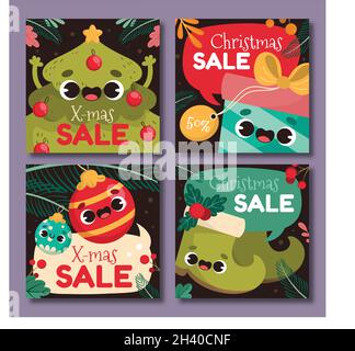 weihnachten Verkauf instagram Beiträge Sammlung Vektor Design Illustration Stock Vektor