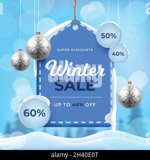 Realistische Winter Verkauf weihnachtskugeln Vektor-Design-Illustration Stock Vektor