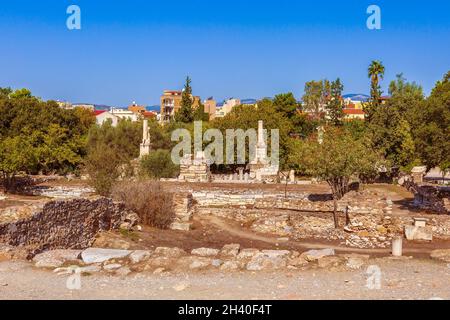 Odeon von Agrippa Statuen, Athen, Griechenland Stockfoto