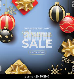 golden christmas Sale Banner mit präsentiert Vektor-Design-Illustration Stock Vektor
