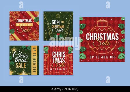 weihnachten Verkauf instagram Beiträge Set Vektor Design Illustration Stock Vektor