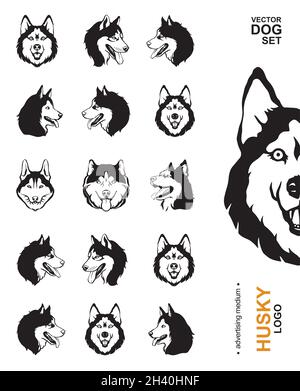 Satz von Hunderasse Symbole - Vektor-Illustration. Werbemedium. Vector Hundesatz. Husky-Logo. Stock Vektor