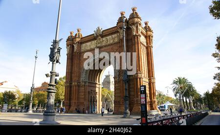 Promenade des Triumphbogens mit Denkmal in Barcelona, Katalonien, Spanien, Europa Stockfoto