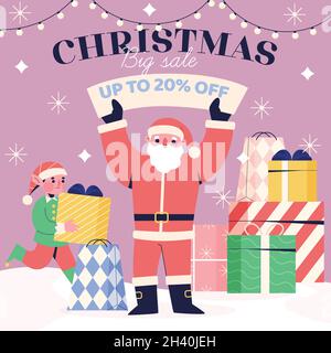 weihnachten Verkauf flache Vektor-Design-Illustration Stock Vektor