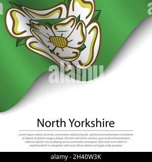 Die winkende Flagge von North Yorkshire ist eine Grafschaft von England auf weißem Hintergrund. Banner- oder Ribbon-Vektorvorlage Stock Vektor