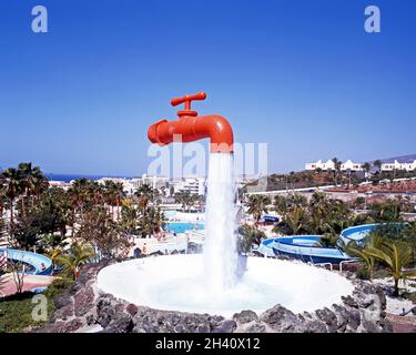 Orange Tap im Octopus Aquapark, Playa de las Americas, Teneriffa, Spanien. Stockfoto