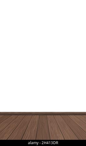 Realistischer dunkler Holzboden und weiße Wand, Hintergrund für Präsentation - Vektor Stockfoto