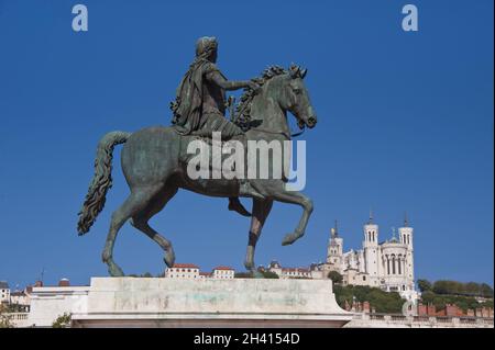 Reiterstatue von louis XIV am Place bellecour Stockfoto