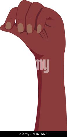 Weibliche Hand hält etwas. Afroamerikanische dunkle Hautfarbe Hand isoliert auf weißem Hintergrund. Flache Vektorgrafik Stock Vektor