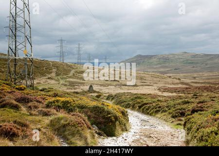 Steinstand bei Bwlch y Ddeufaen, der an der Roman Road von Llanfairfechan zum Conwy Valley Snowdonia North Wales liegt Stockfoto