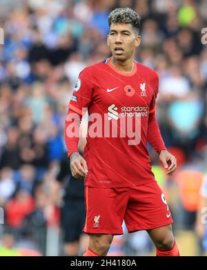 Anfield, Liverpool, Großbritannien. Oktober 2021. Premier League Football, Liverpool versus Brighton und Hove Albion; Roberto Firmino von Liverpool Credit: Action Plus Sports/Alamy Live News Stockfoto