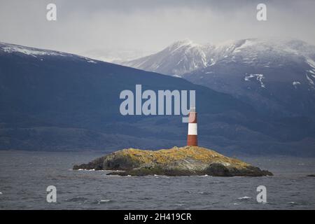 Leuchtturm Les Eclaireurs auf dem Beagle Kanal Stockfoto
