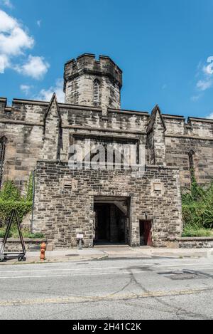 Eintritt zum berühmten Eastern State Penitentiary, Philadelphia, USA Stockfoto