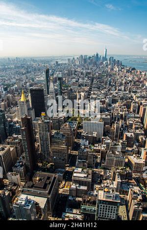 Manhattan Wolkenkratzer vom Empire State Building, USA Stockfoto