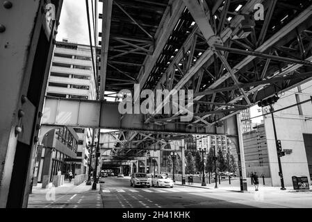 U-Bahn-Gleise der Loop-Linie in Chicago, USA Stockfoto