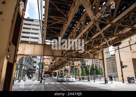 U-Bahn-Gleise der Loop-Linie in Chicago, USA Stockfoto