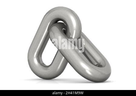 Metallkette dicht aneinander isoliert auf weißem Hintergrund Stockfoto