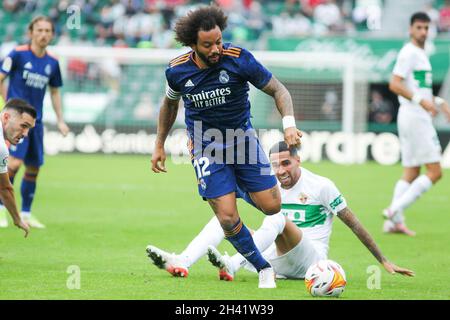 Marcelo Vieira von Real Madrid während des Fußballspiels der spanischen Meisterschaft La Liga zwischen Elche CF und Real Madrid CF am 30. Oktober 2021 im Martinez Valero Stadion in Elche, Alicante, Spanien - Foto: IRH/DPPI/LiveMedia Stockfoto