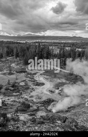 Steaming Mud Pod Area im berühmten Yellowstone National Park, USA Stockfoto