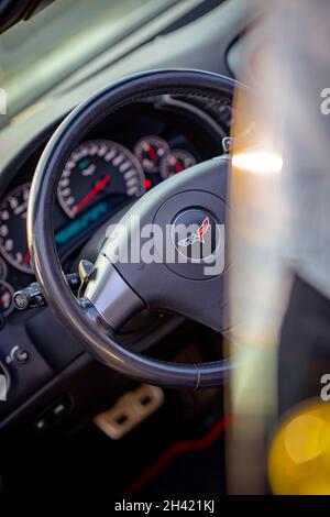 Chevrolet Corvette Lenkrad Batmann schwarz Stockfoto