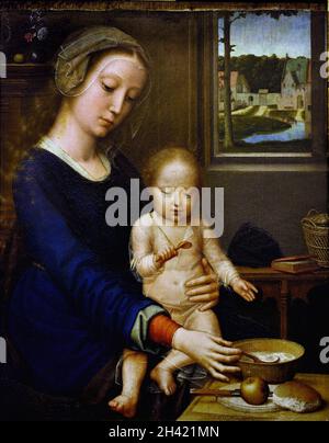 Madonna mit Kind und Milchsuppe, 1510-1515. Von Gerard DAVID 1450 - 1523 Belgien Belgien Niederlande Stockfoto