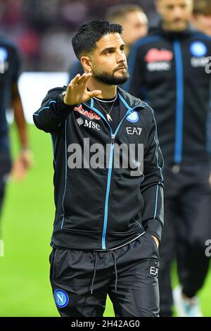 Salerno, Italien. Oktober 2021. Arechi-Stadion, Salerno, Italien, 31. Oktober 2021, Napolis Stürmer Lorenzo Insigne vor dem Spiel während der US Salernitana gegen SSC Napoli - italienische Fußballserie A-Spiel Credit: Live Media Publishing Group/Alamy Live News Stockfoto