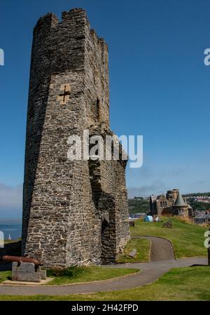 Aberystwyth Castle, das Nordtor im Inneren. Stockfoto