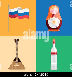 Vier ländersymbole von rusia Stock Vektor