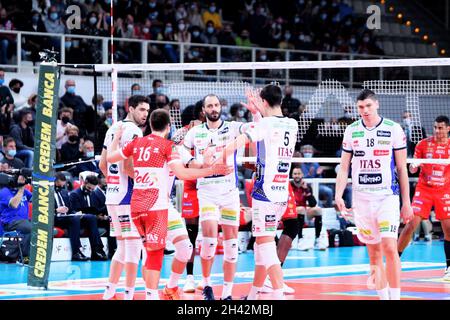 Pala Trento, Trient, Italien, 31. Oktober 2021, ITAS Trentino während der ITAS Trentino vs Cucine Lube Civitanova - Volleyball Italienische Serie A Männer Superliga Meisterschaft Stockfoto