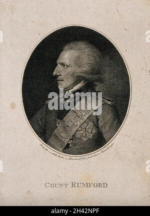 Benjamin Thompson, Graf von Rumford. Kupferstich von J. P. P. Rauschmayr, 1792, nach M. Kellerhoven. Stockfoto